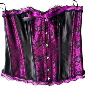 Living Dead Souls Fuchsia Pink Black Lace Corset XXL Goth Punk
